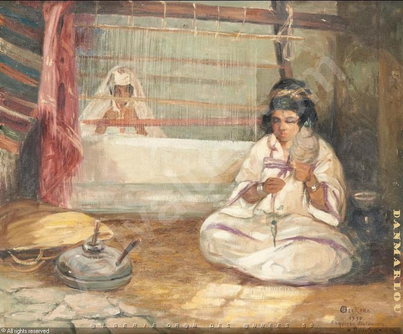 EMILE DECKERS (82).jpg - Esquisse d'int�rieur � Bou Saada - 1930 - huile sur toile